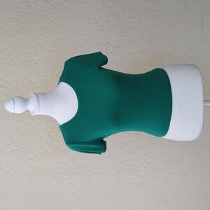 🌻 Bozzolo Green Basic Ribbed Knit Crop Casual Short Sleeve Baby Tee Size Medium